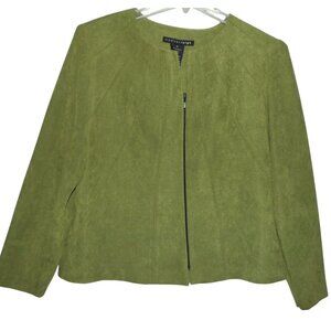 Madison Leigh Blazer Womens Size 16 Olive Green Textured Zip Jacket